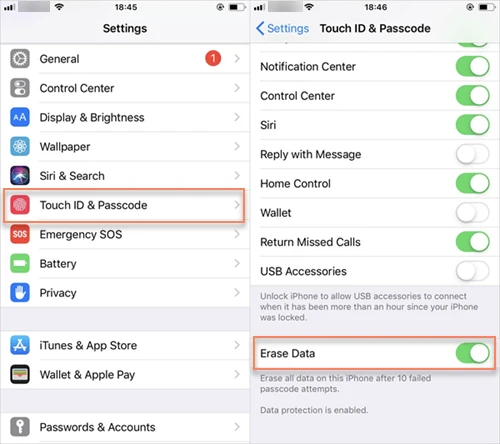 enable auto erase