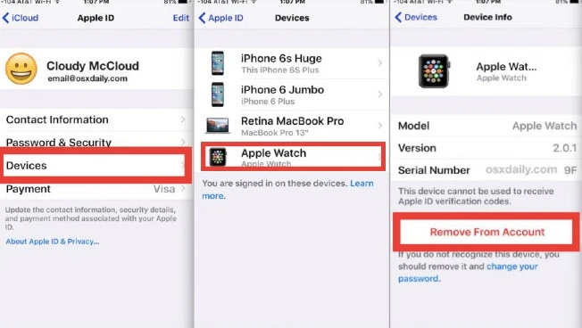 remove iphone from icloud