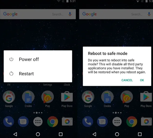 safe mode on android
