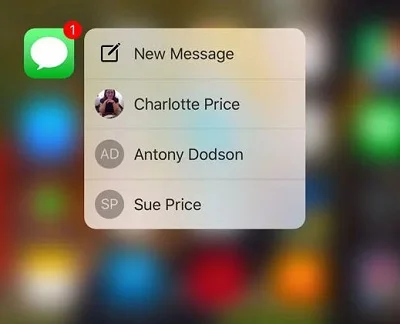 access messages through 3d touch 