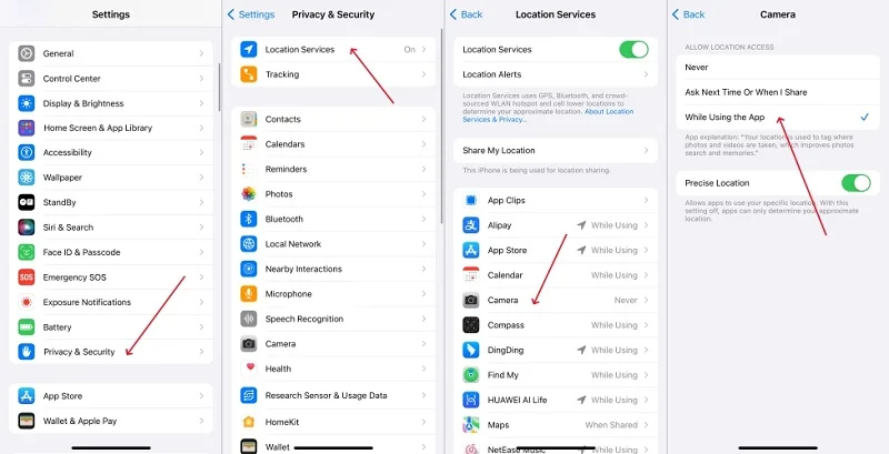 add location to photos on iphone