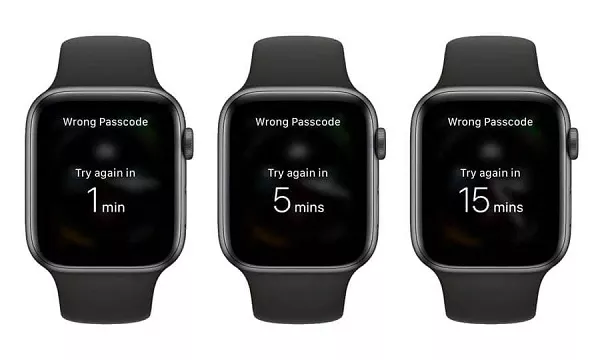 too many passcode attempts reset apple watch