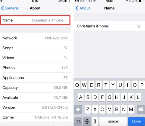 rename iphone