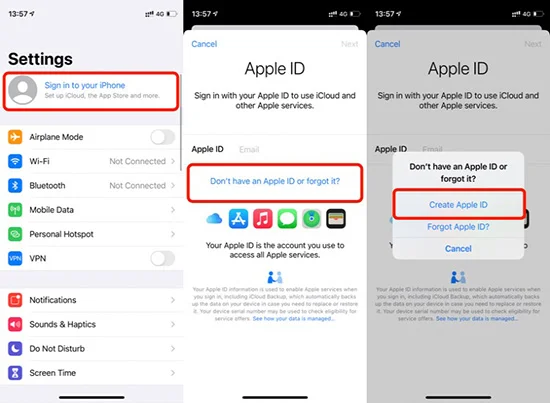 create apple id iphone