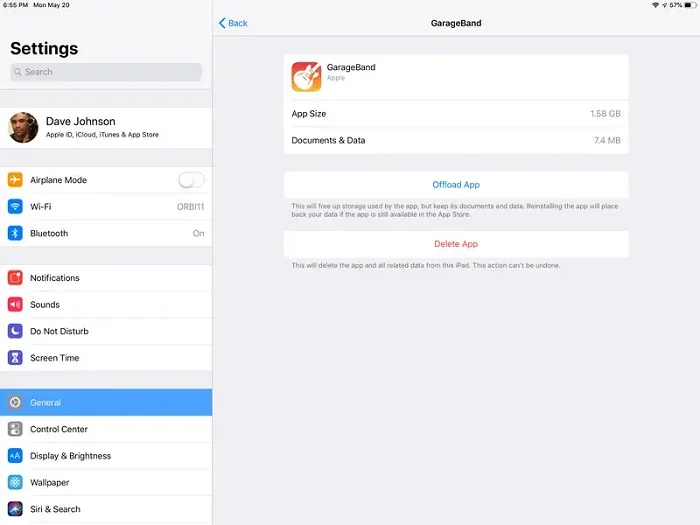 delete app ipad