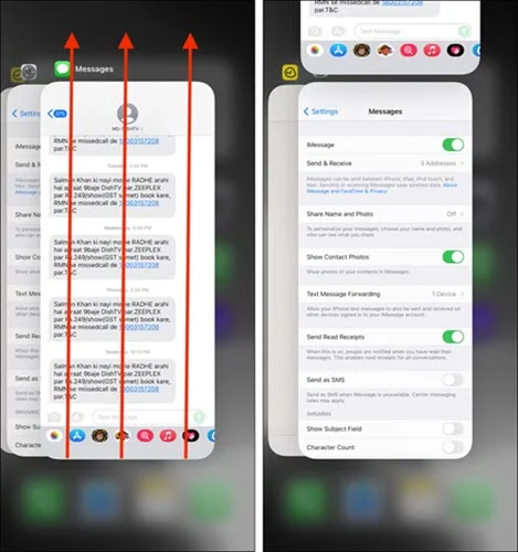 force quit messages iphone