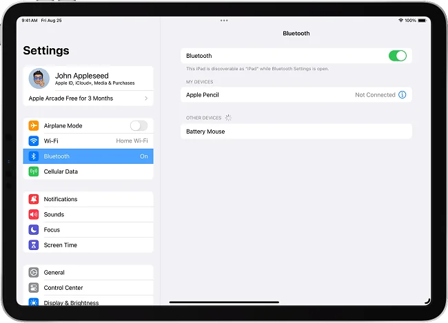 enable bluetooth on ipad