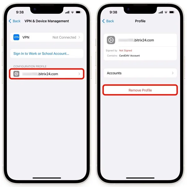 remove iphone profile