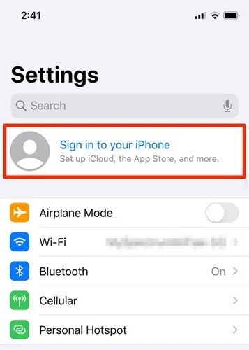 apple id sign in iphone