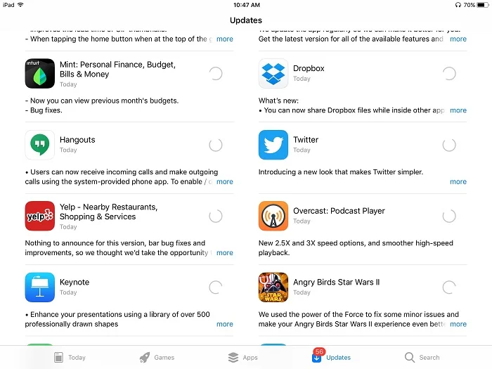 update ipad apps