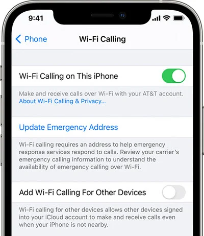 turn on wi-fi calling on iphone