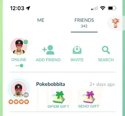 go to friends section in pokemon go