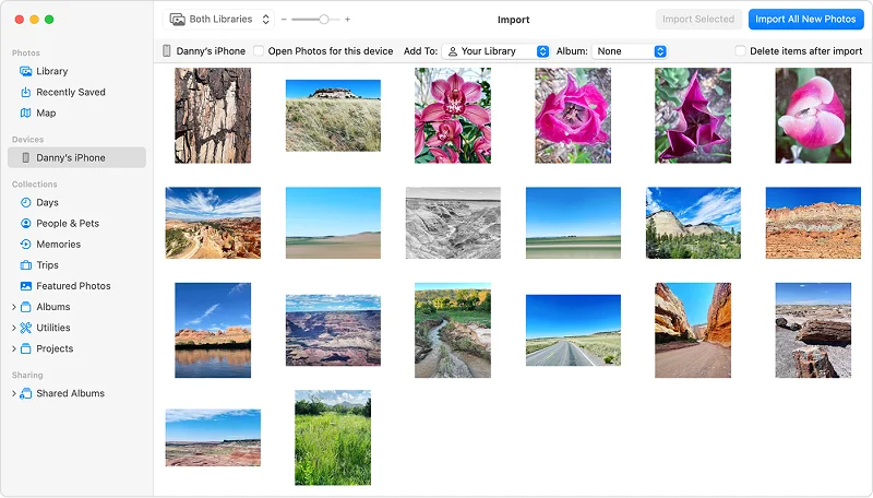 import iphone photos to mac