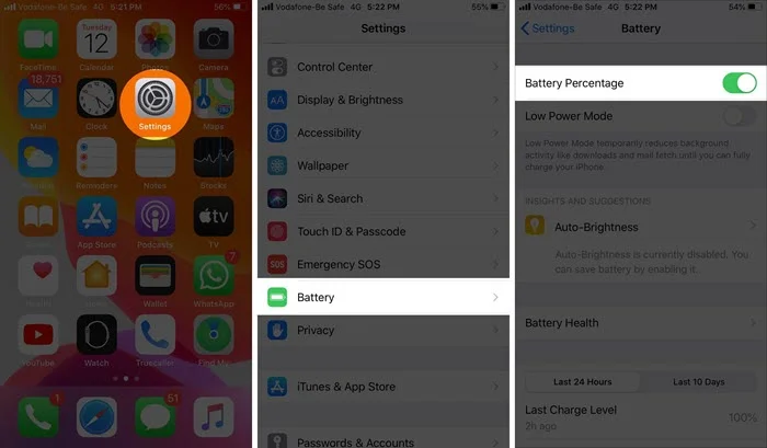 turn off battery percentage iphone