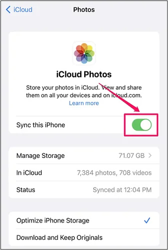 disable icloud photos