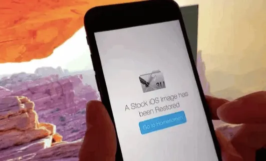 a stock ios image has been restored