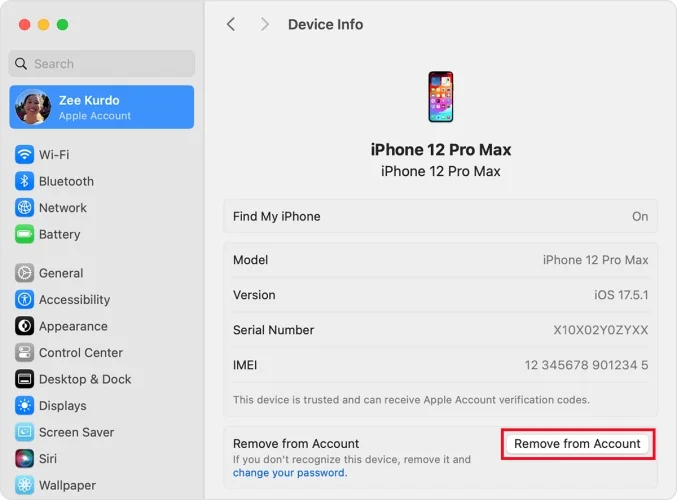 remove device from icloud on mac